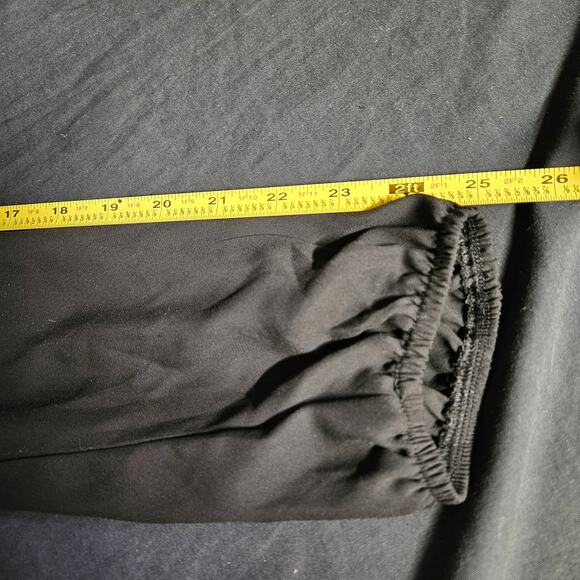 Nine Britton Black Long Sleeve Blouse Size M Scalloped Neckline Mature Office - Picture 8 of 9